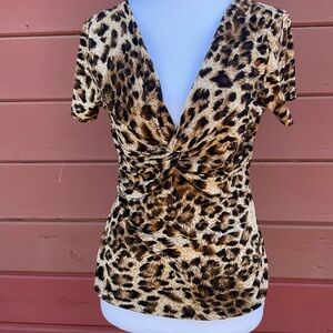 Source Unknown Leopard Print V-Neck‎ Blouse